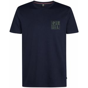 Petrol Industries - T-shirt - Marineblauw - Korte Mouwen - Logo op de Borst - Katoen