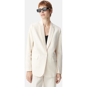 Oversized colbert van linnen en katoen IKKS. Linnen materiaal. Maten 38 FR - 36 EU. Wit kleur