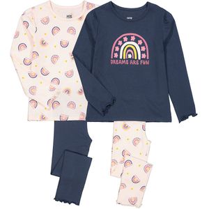 Set van 2 pyjama's, regenboog motief LA REDOUTE COLLECTIONS. Katoen materiaal. Maten 6 jaar - 114 cm. Blauw kleur