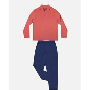 EMINENCE - Pyjama - Kastanje Kleur - Katoen/Modal - Polo Model Met Lange Mouwen