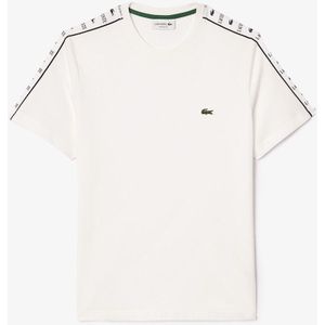 T-shirt met ronde hals en stroken met logo LACOSTE. Katoen materiaal. Maten M. Wit kleur