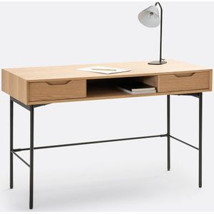 Noyeto - Bureau - Eikenhout - Staal - 2 Lades + 1 Nis