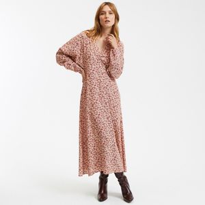 LA REDOUTE COLLECTIONS - Lange Jurk - Roze - Viscose - Bloemenprint