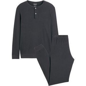 EMINENCE - Pyjama - Grijs - Katoen - Ronde Hals, Gewafeld Effect