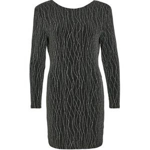 VILA - Glitterjurk - Zwart - Aansluitend Model - Lange Mouwen - V Achteraan