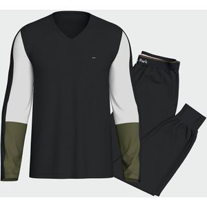 EDEN PARK - Lange Pyjama - Marineblauw - Katoen - Colorblock