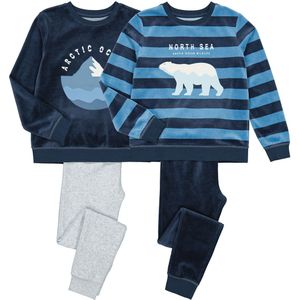 Set van 2 pyjama's in fluweel, berenprint LA REDOUTE COLLECTIONS. Katoen materiaal. Maten 6 jaar - 114 cm. Blauw kleur