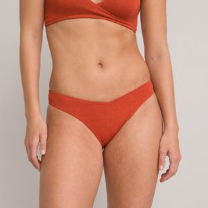 Bikinislip, reliëf tricot LA REDOUTE COLLECTIONS.  materiaal. Maten 34 FR - 32 EU. Rood kleur