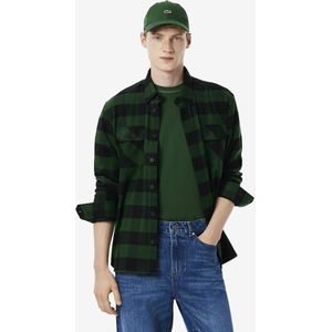 Geruit overhemd van geruwd katoen LACOSTE. Katoen materiaal. Maten XL. Groen kleur