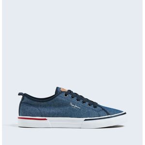 Sneakers in chambray stof Kenton PEPE JEANS. Katoen materiaal. Maten 40. Blauw kleur