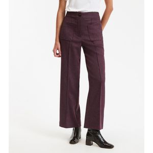 Broek met rechte pijpen, 7/8e, visgraatmotief LA REDOUTE COLLECTIONS. Polyester materiaal. Maten 34 FR - 32 EU. Rood kleur