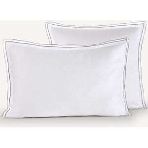 Tucci - Kussensloop - Wit/Keigrijs - Bio Katoensatijn