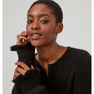 LA REDOUTE COLLECTIONS - Gebreid Vest - Zwart - Alpaca Materiaal
