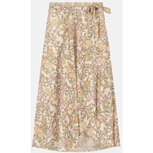 LOUISE MISHA - LUCIA - Wikkelrok - Beige - Katoen - Midi Lengte - Bloemenprint