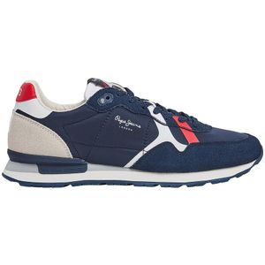 Lage sneakers Brit Road PEPE JEANS. Leer materiaal. Maten 44. Blauw kleur