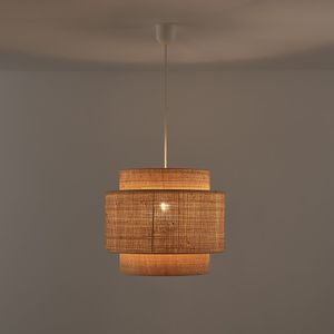 Hanglamp / Dubbele lampenkap Ø40 cm, Dolkie LA REDOUTE INTERIEURS. Rabane materiaal. Maten één maat. Beige kleur