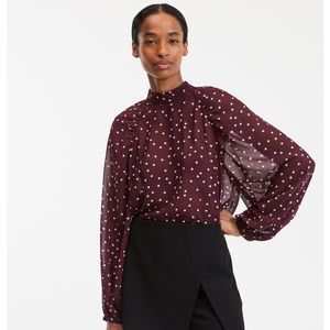 LA REDOUTE COLLECTIONS - Hemd - Rood - Polyester - Opstaande Kraag - Stippenprint