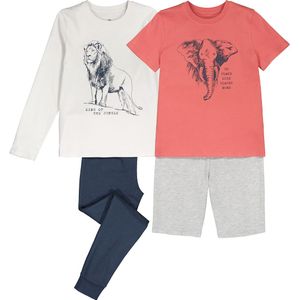 Set van 2 pyjama's met dierenprint LA REDOUTE COLLECTIONS. Katoen materiaal. Maten 10 jaar - 138 cm. Oranje kleur