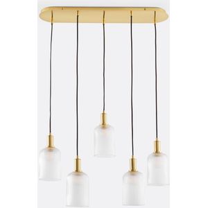 Bogota - Hanglamp - Geel - Metaal - Geribbeld Glas