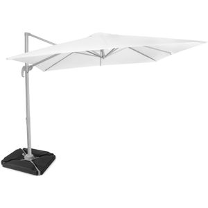 Zweefparasol Pisogne 300x300cm – Premium parasol - Wit | Incl. 4 vulbare tegels