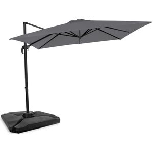 Zweefparasol Pisogne 300x300cm – Premium parasol - Grijs | Incl. 4 vulbare tegels