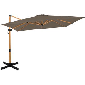 Zweefparasol Pisogne 300x300cm – Premium parasol - houtlook | Taupe