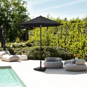 Parasol Torbole – Ø200cm – Premium Parasol -  Antraciet/Zwart | Incl. Parasolvoet 20 kg.