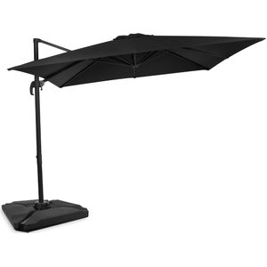 Zweefparasol Pisogne 300x300cm ��– Premium parasol - Antraciet/Zwart | Incl. 4 vulbare tegels