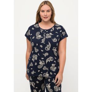 Grote Maten Pyjama T-shirt, Dames, blauw, Katoen - Ulla Popken