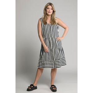 Grote Maten Midi Jurk, Dames, blauw, Linnen/Viscose - Ulla Popken