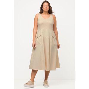 Grote Maten Midi Jurk, Dames, beige, Katoen - Ulla Popken