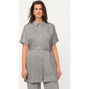 Grote Maten Longline Blouse, Dames, grijs, Viscose/Linnen - Ulla Popken