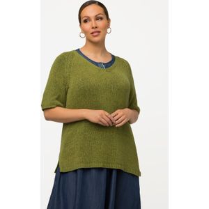Grote Maten Pullover, Dames, groen, Katoen/Synthetische vezels - Ulla Popken