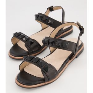 Grote Maten Leren Sandalen, Dames, zwart, Leer/Synthetische vezels - Ulla Popken