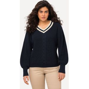 Grote Maten Pullover, Dames, blauw, Katoen/Synthetische vezels - Ulla Popken