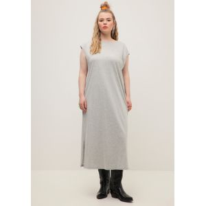 Grote Maten Jersey Midi-jurk, Dames, grijs, Katoen - Studio Untold