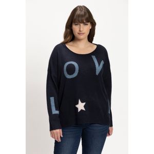 Grote Maten Gebreide Pullover, Dames, blauw, Synthetische vezels/Polyester - Ulla Popken