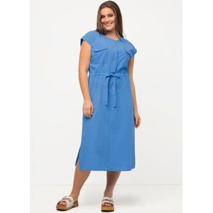 Grote Maten Utility Midi Jurk, Dames, blauw, Katoen - Ulla Popken