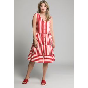 Grote Maten Midi Jurk, Dames, rood, Linnen/Viscose - Ulla Popken