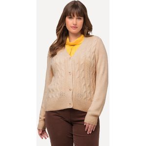 Grote Maten Cardigan, Dames, beige, Synthetische vezels/Polyester - Ulla Popken