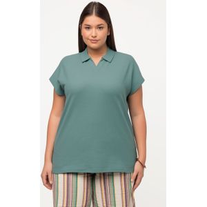 Grote Maten Poloshirt, Dames, turquoise, Katoen - Ulla Popken