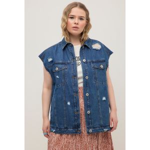 Grote Maten Mouwloos Jeansvest, Dames, blauw, Katoen - Studio Untold