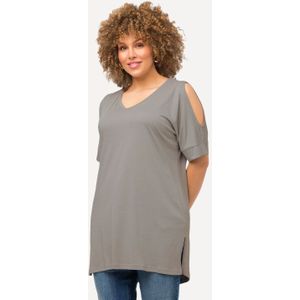 Grote Maten Longline Shirt, Dames, grijs, Katoen/Synthetische vezels - Ulla Popken