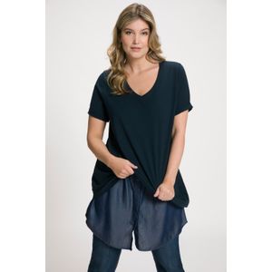 Grote Maten Blouse-verlenging, Dames, blauw, Katoen - Ulla Popken