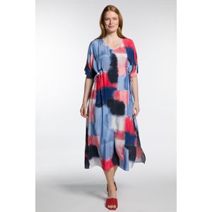 Grote Maten Cupro Jurk, Dames, blauw, Synthetische vezels/Viscose - Ulla Popken