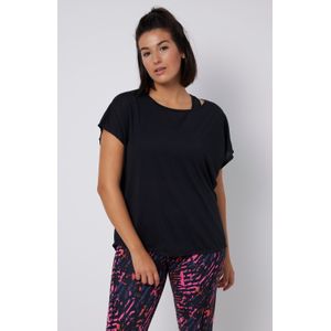 Grote Maten Sportshirt, Dames, zwart, Polyester - Studio Untold