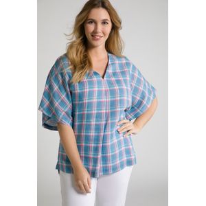 Grote Maten Linnen Blouse, Dames, blauw, Linnen - Ulla Popken