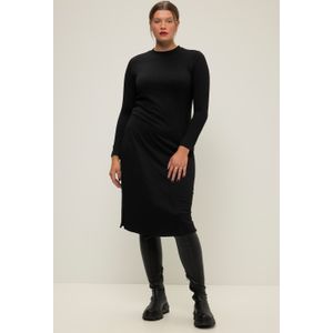 Grote Maten Jersey Midi-jurk, Dames, zwart, Polyester/Viscose - Studio Untold