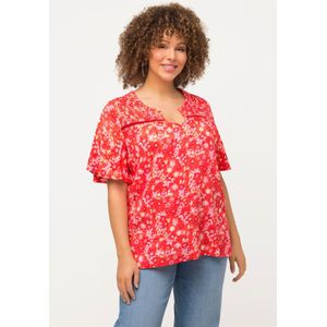 Grote Maten Smokblouse, Dames, rood, Katoen/Viscose - Ulla Popken