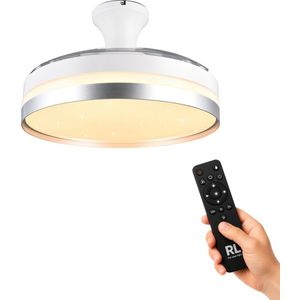 Plafondventilator met uitklapbare bladen - LED - sterreneffect - met afstandsbediening - wit